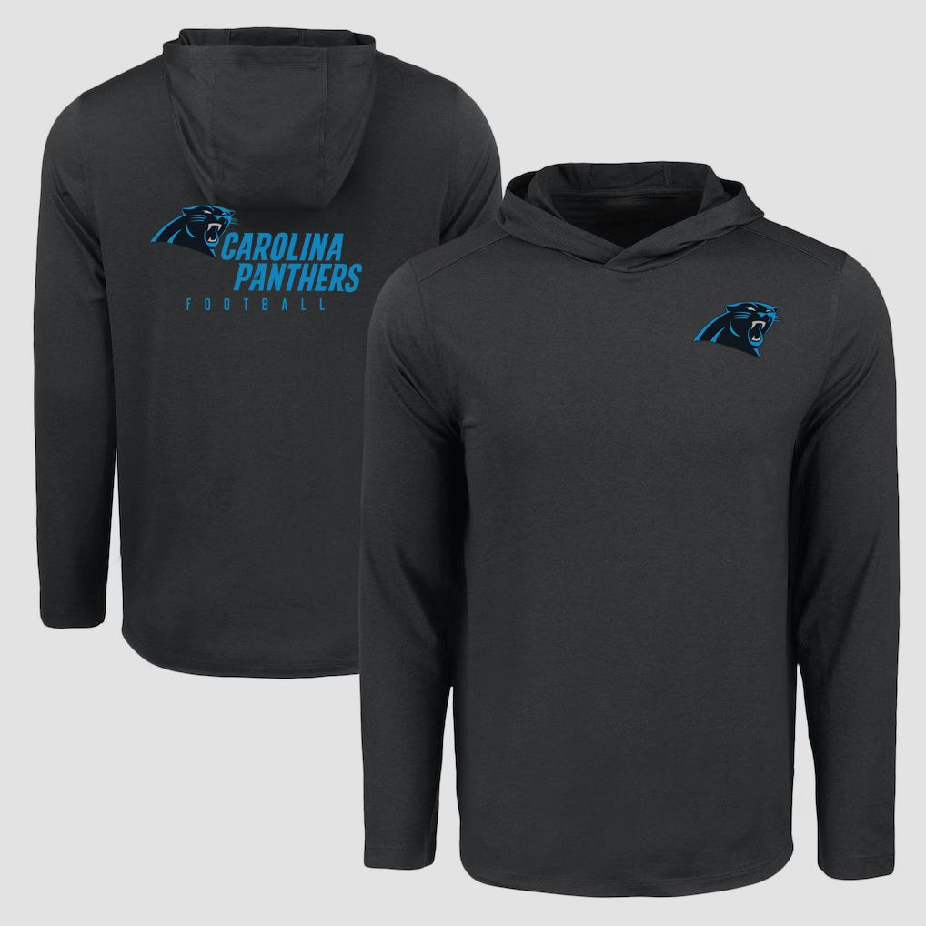 Men 2026 NFL Carolina Panthers Hooded long sleeved T-shirt black 05->nfl t-shirts->Sports Accessory